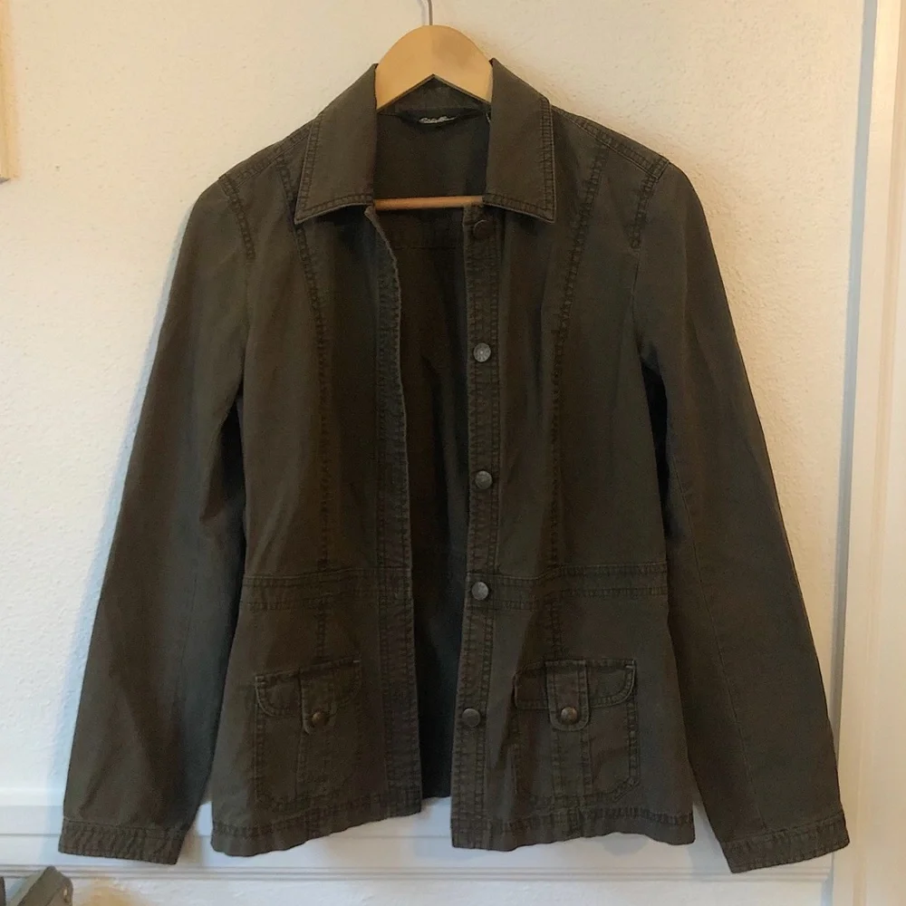 Eddie Bauer Green Canvas Jacket - Picture 1 of 4